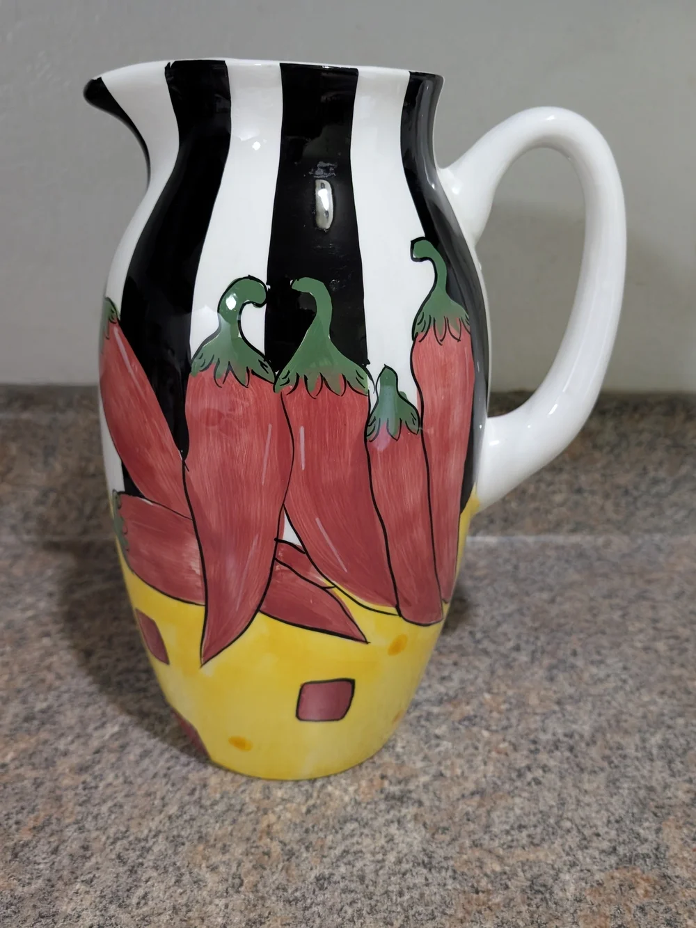 Cardinal inc. Vintage Hand-Painted Chili Pepper Ceramic Pitcher